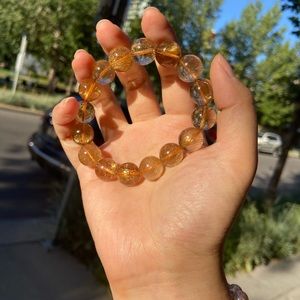 Venus Gold Rutilated Quartz 12mm | Boho Jewelry | Natural Gemstone Bracelet